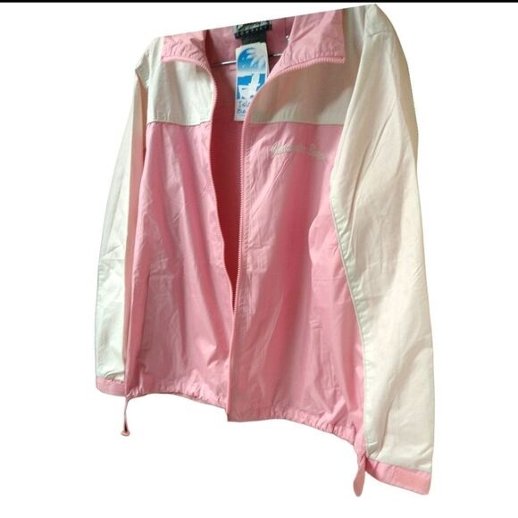 Island Beach Women's Pink & Cream Colored Windbreaker Jacket SIZE L - Picture 5 of 16